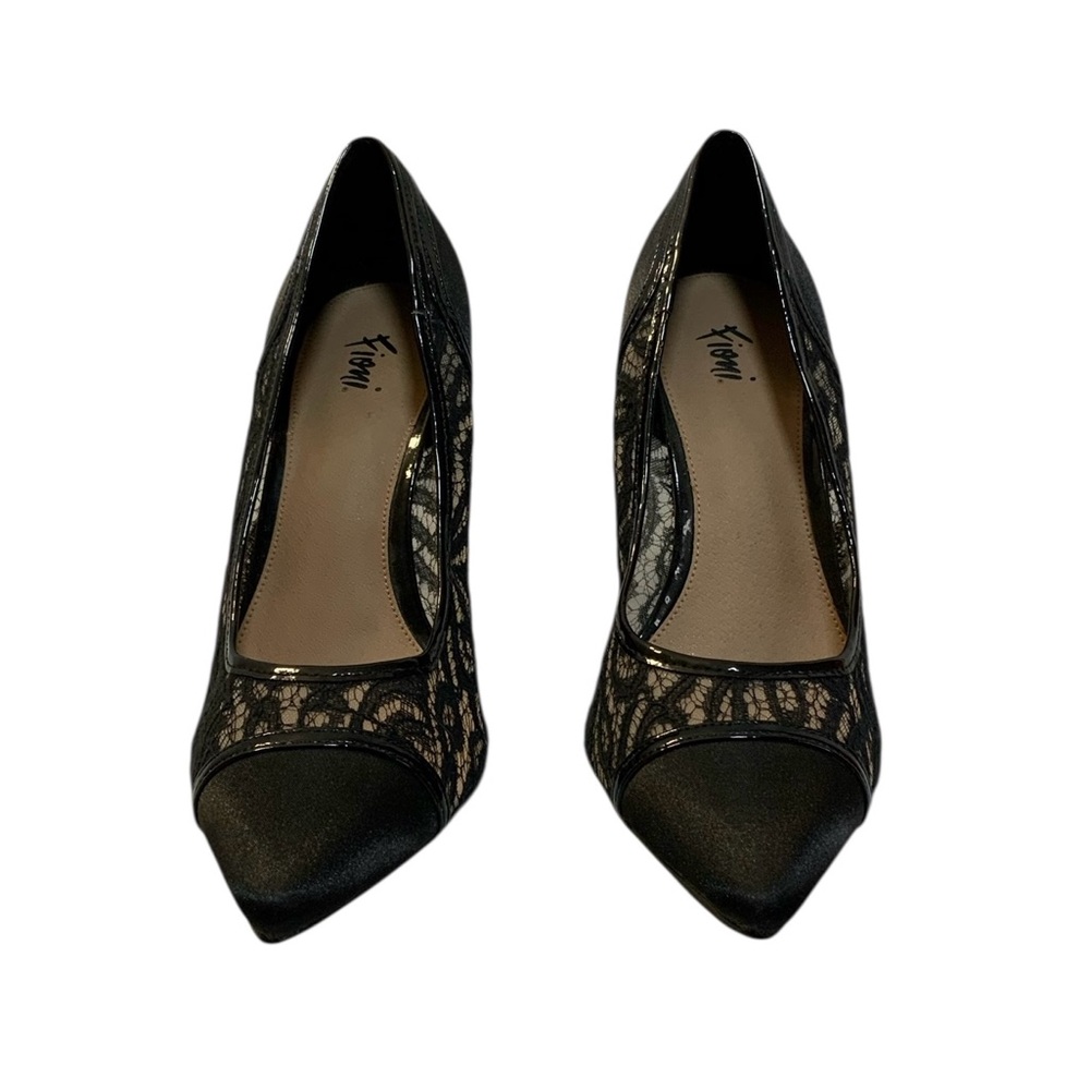 Fioni Clothing Black Satin & Lace Heels